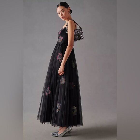 Anthropologie Geisha Designs Floral Tulle Corset Dress / size S - Picture 1 of 12